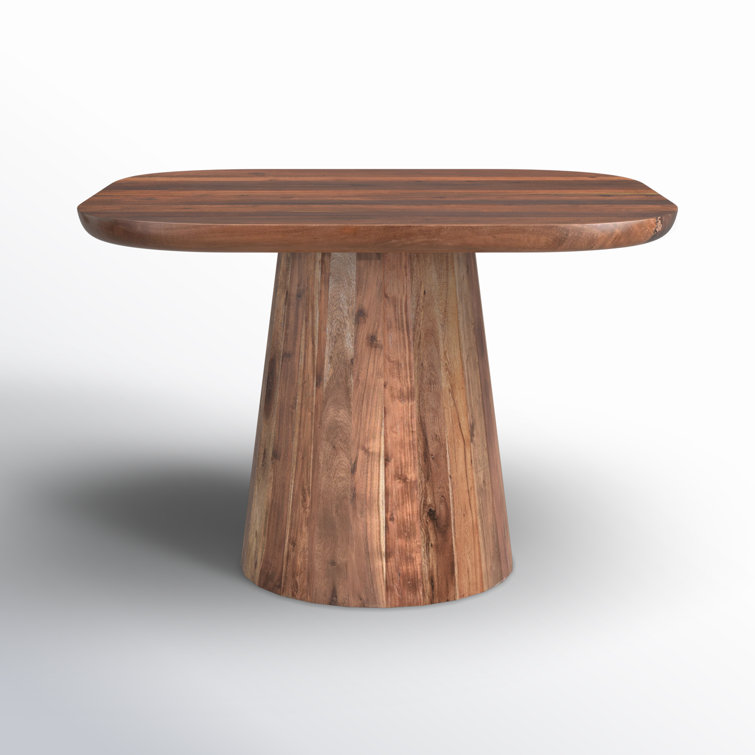Natural Acacia Wood Rustic Round Pedestal Dining Table