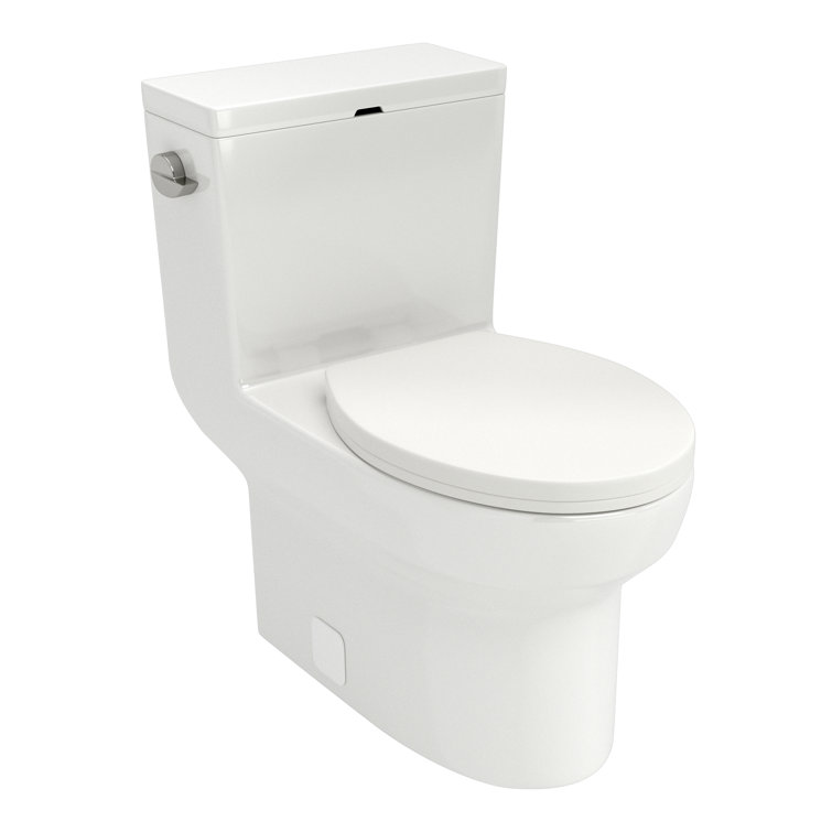 Glossy White Ceramic Elongated One-Piece Toilet with Soft-Close Seat