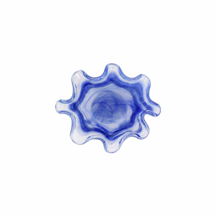 Cobalt Blue Glass Petite Ruffled Serving Bowl