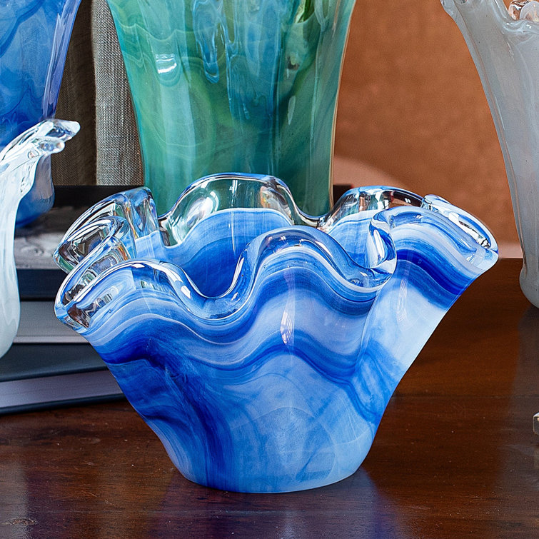 Cobalt Blue Glass Petite Ruffled Serving Bowl