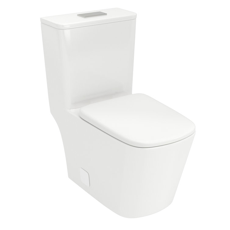 White Ceramic Square One-Piece Dual Flush Toilet