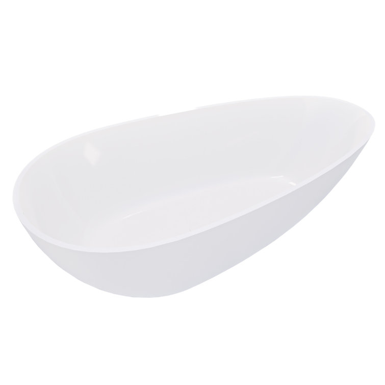 Glossy White 59" Freestanding Solid Surface Bathtub