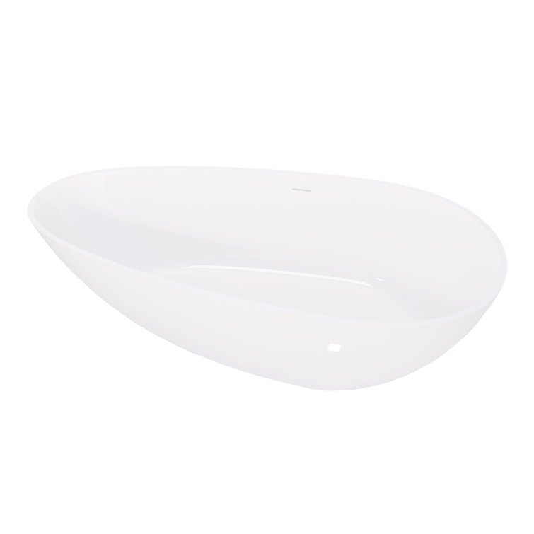 Glossy White 59" Freestanding Solid Surface Bathtub