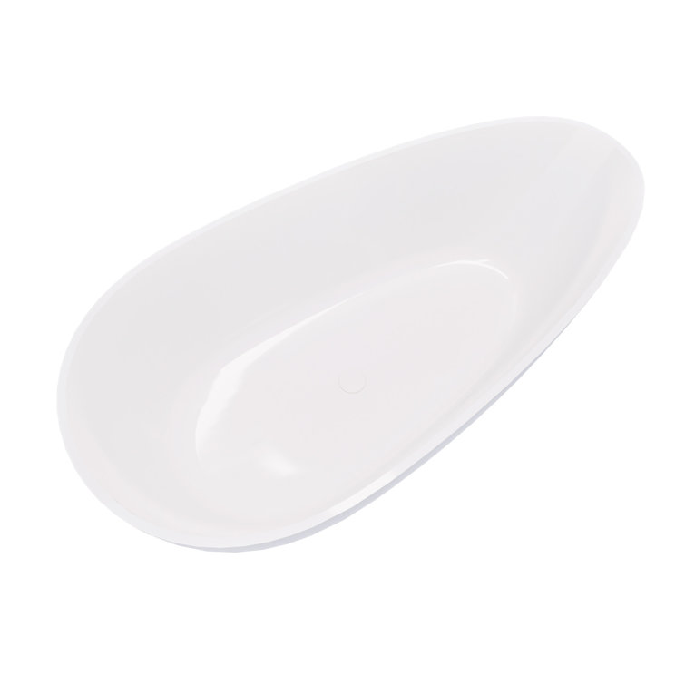 Glossy White 59" Freestanding Solid Surface Bathtub