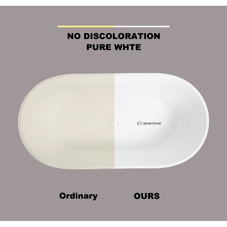 Matte White Freestanding Soaking Bathtub with Overflow and Drain