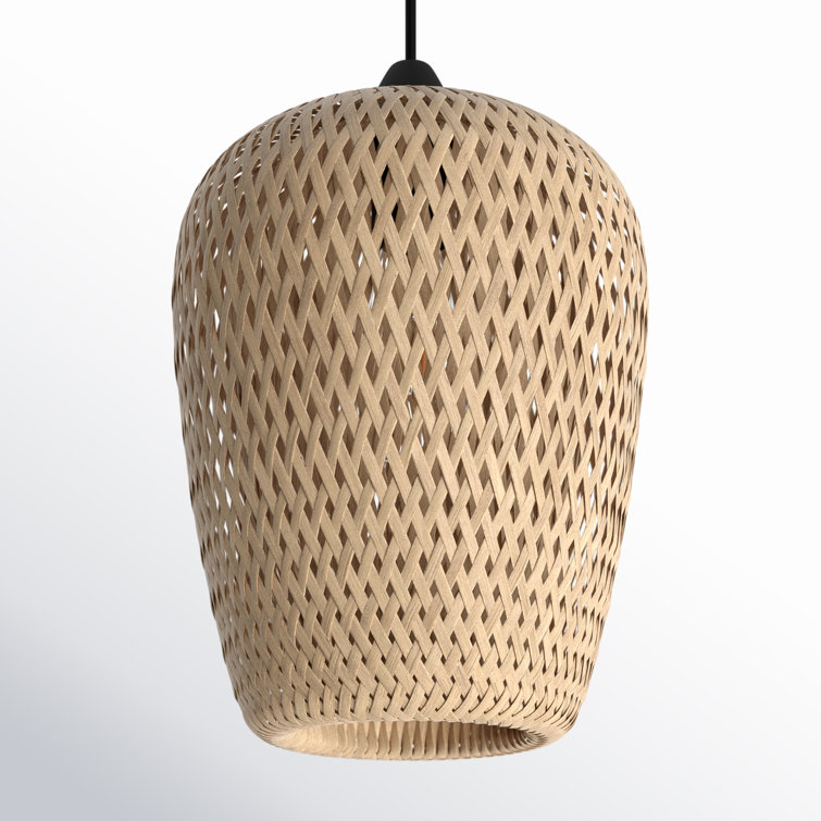 Tulum Black Bamboo Wicker 7" Dimmable Pendant Light