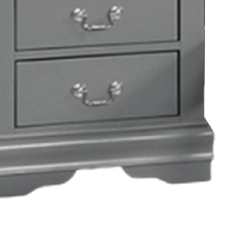 Gray Solid Wood 2-Drawer Nightstand with Nickel Handles