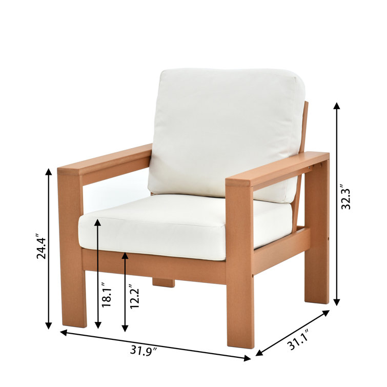 Madrid 5-Person Outdoor Seating Group with White Cushions and Wooden Frame