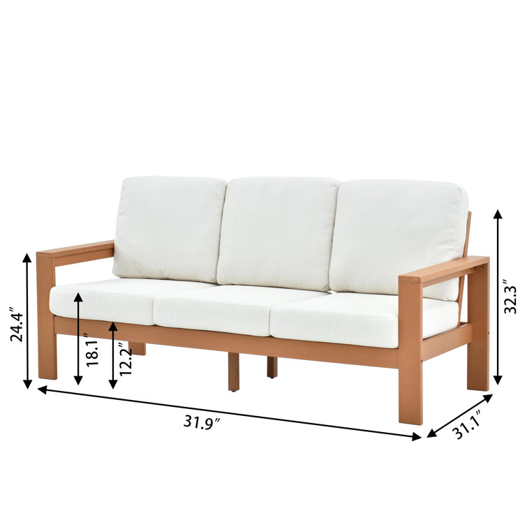 Madrid 5-Person Outdoor Seating Group with White Cushions and Wooden Frame