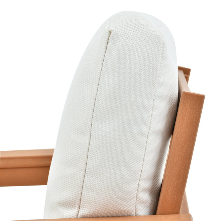 Madrid 5-Person Outdoor Seating Group with White Cushions and Wooden Frame