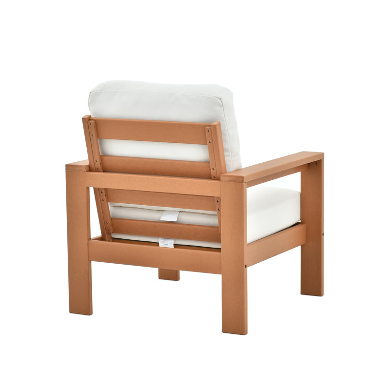 Madrid 5-Person Outdoor Seating Group with White Cushions and Wooden Frame