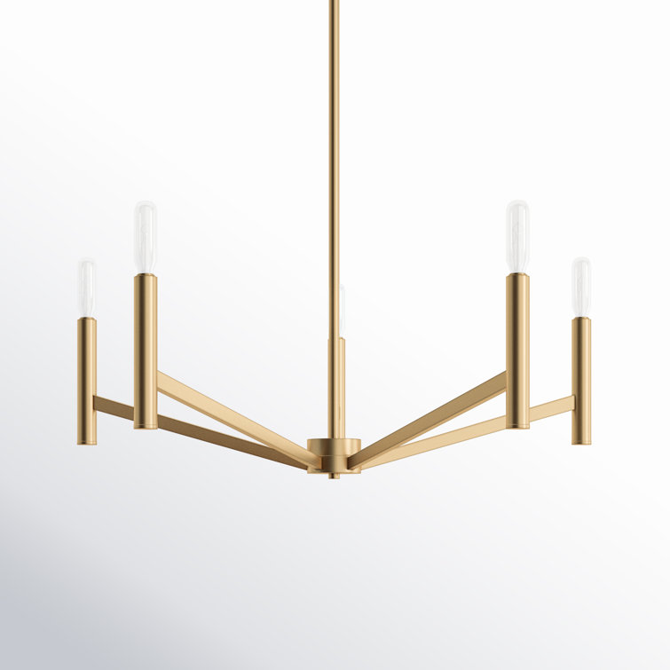 Satin Brass 5-Light Candle Chandelier with Clear Silver Wire