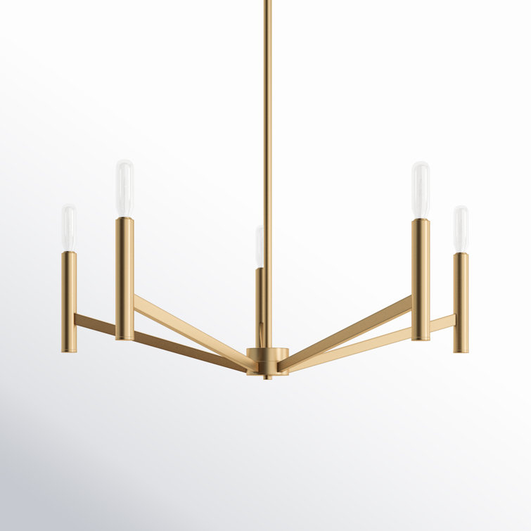 Satin Brass 5-Light Candle Chandelier with Clear Silver Wire