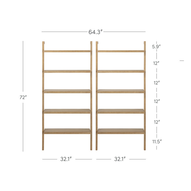 Beacon 72'' Brown Solid Wood 5-Tier Ladder Bookshelf