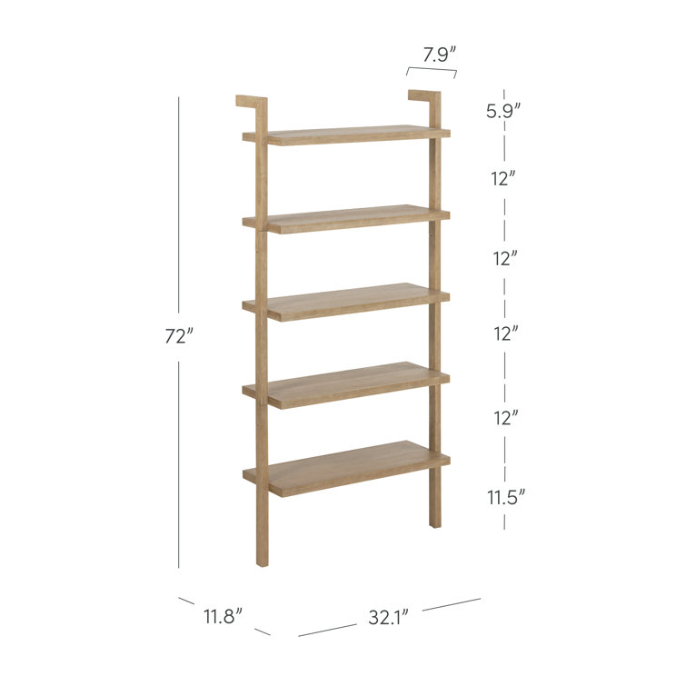 Beacon 72'' Brown Solid Wood 5-Tier Ladder Bookshelf