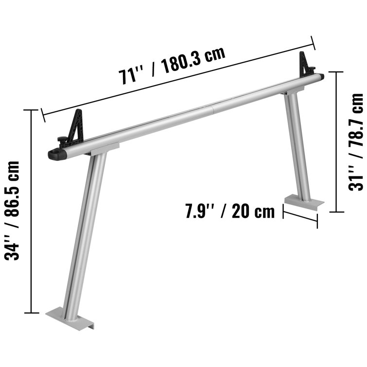 VEVOR 71" Silver Aluminum Truck Ladder Rack with 800 lbs Capacity