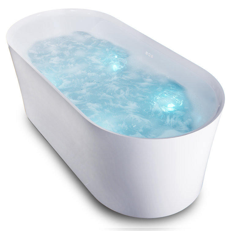 Jericho 67" Glossy White Acrylic Freestanding Jetted Bathtub
