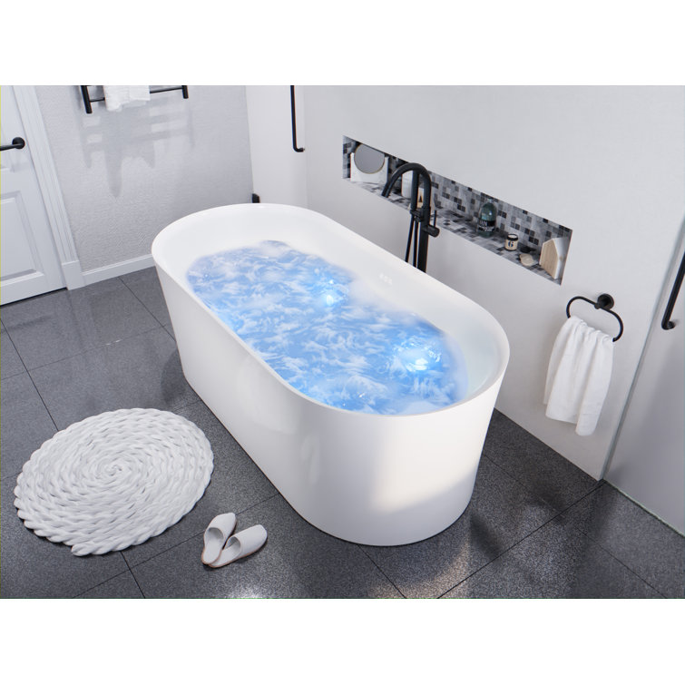 Jericho 67" Glossy White Acrylic Freestanding Jetted Bathtub