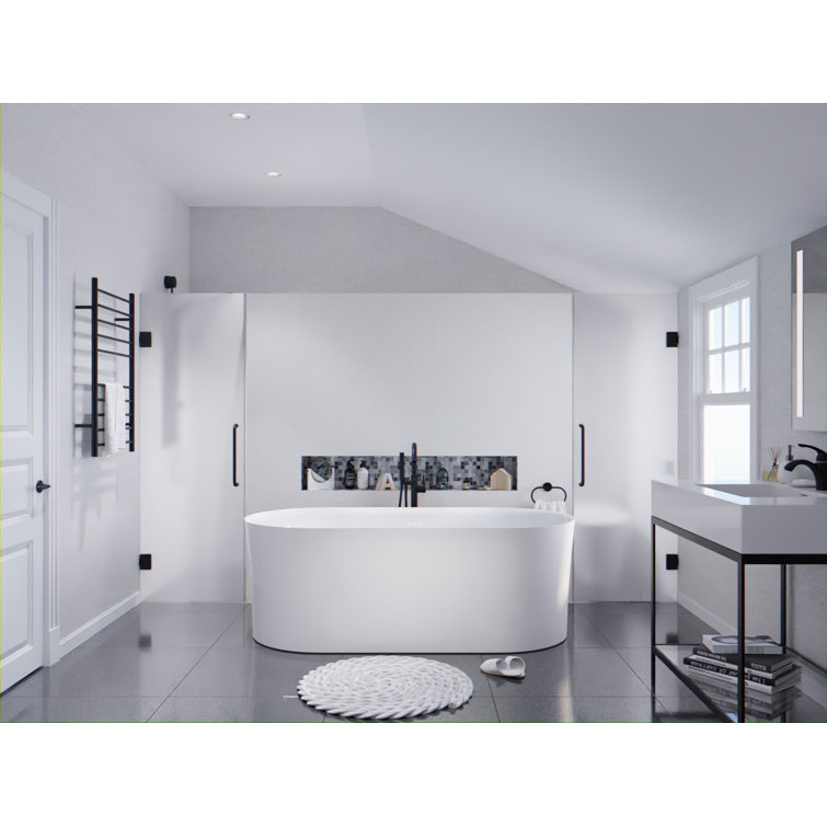 Jericho 67" Glossy White Acrylic Freestanding Jetted Bathtub