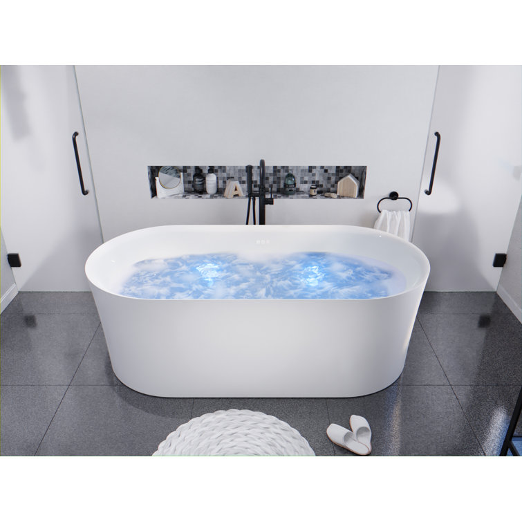 Jericho 67" Glossy White Acrylic Freestanding Jetted Bathtub