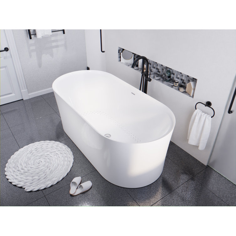 Jericho 67" Glossy White Acrylic Freestanding Jetted Bathtub