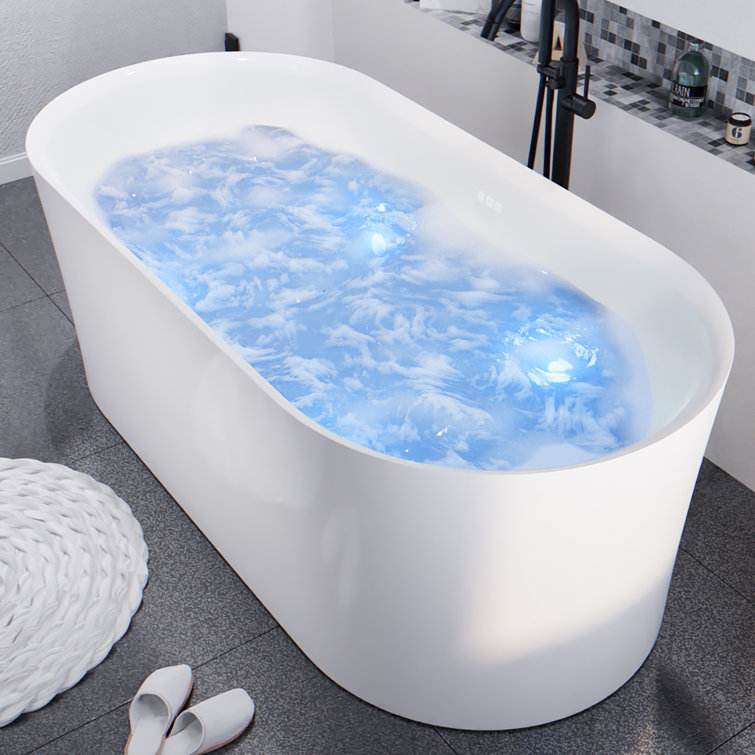 Jericho 67" Glossy White Acrylic Freestanding Jetted Bathtub