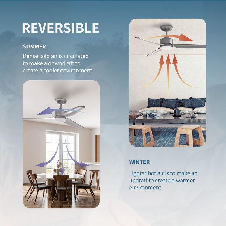 Smart Silver 52" Ceiling Fan with LED Light and Remote