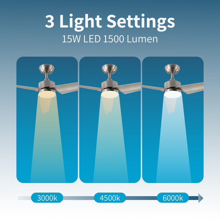 Smart Silver 52" Ceiling Fan with LED Light and Remote