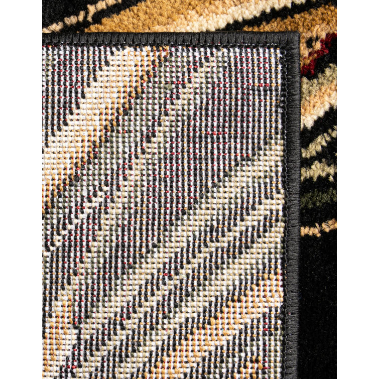 Andersonville Black Floral Synthetic Rectangle Rug