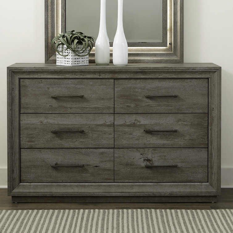 Greystone Queen Panel Bed with Dresser and Mirror