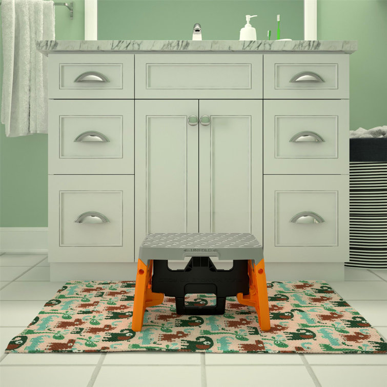 Orange and Gray Foldable Plastic Step Stool