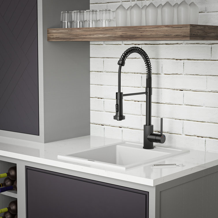 White Quartz Composite Single Bowl Drop-In Kitchen Sink