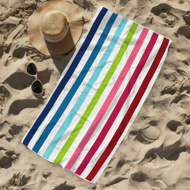 Cabana Stripe Quick-Dry Cotton Beach Towels - 6 Pack