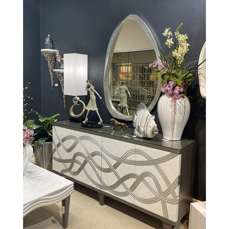 72'' Frosty White and Smoky Gray Traditional Sideboard
