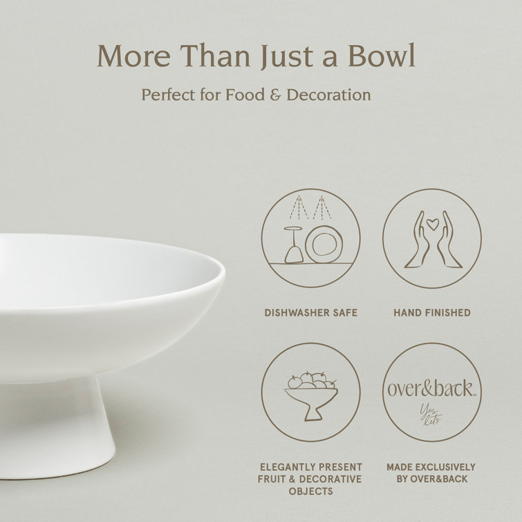 White Ceramic Footed Serving Bowl - 11" Diameter