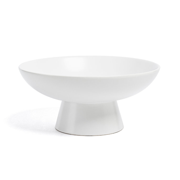 White Ceramic Footed Serving Bowl - 11" Diameter