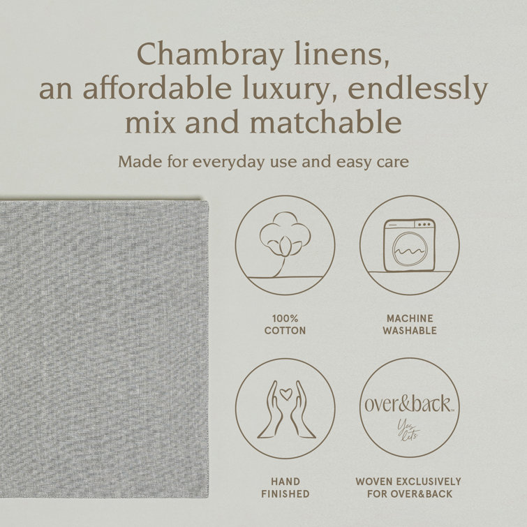 Gray Woven Chambray Cotton Placemats - Set of 4 - 14" x 20"