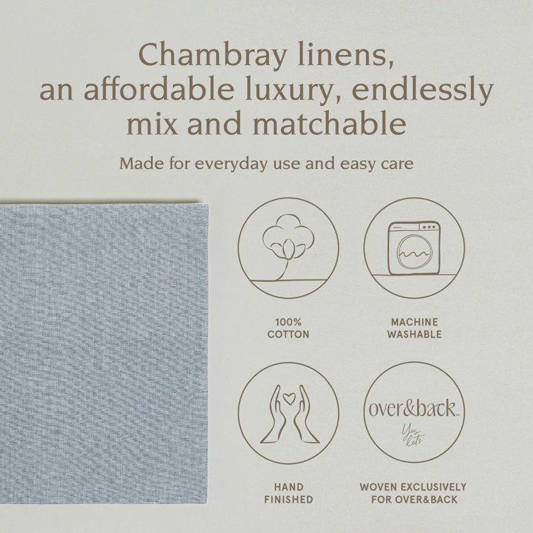Set of 4 Blue Woven Chambray Cotton Placemats