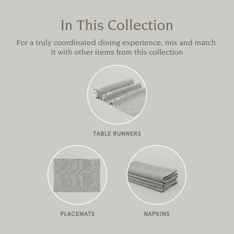 Gray Woven Chambray Cotton Placemats - Set of 4 - 14" x 20"
