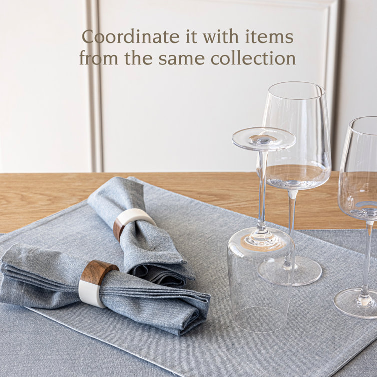 Set of 4 Blue Woven Chambray Cotton Placemats