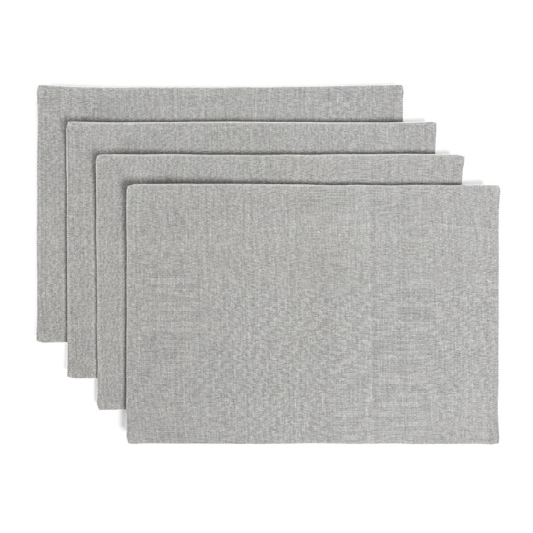 Gray Woven Chambray Cotton Placemats - Set of 4 - 14" x 20"