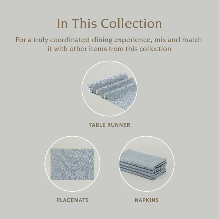 Set of 4 Blue Woven Chambray Cotton Placemats
