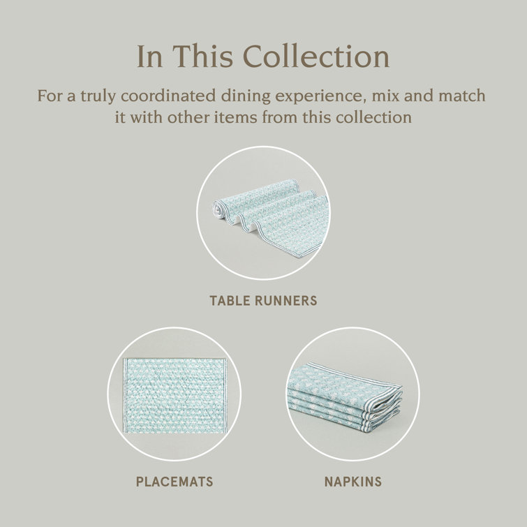 Hand-Blocked Blue Leaf Cotton Placemats Set of 4