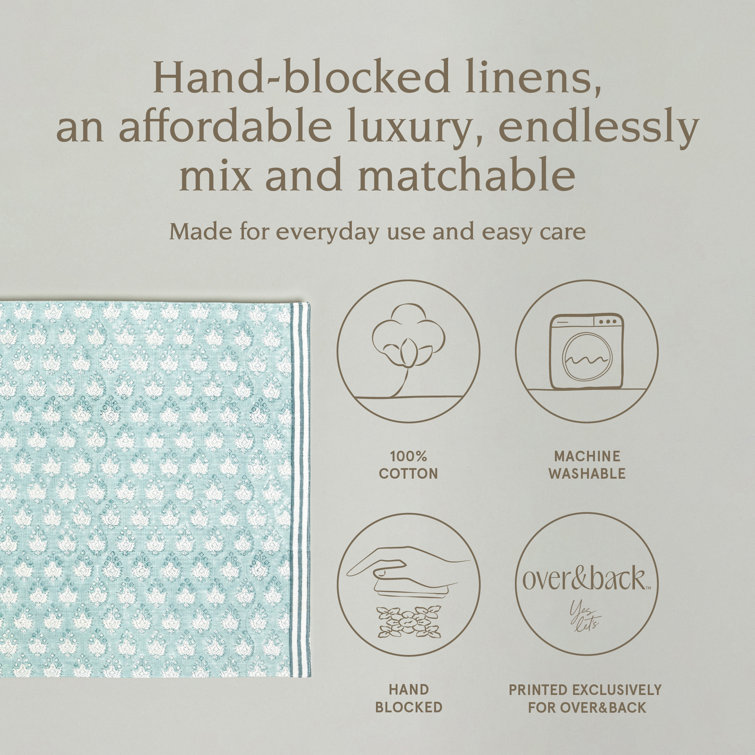 Hand-Blocked Blue Leaf Cotton Placemats Set of 4