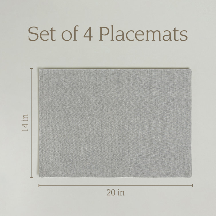 Gray Woven Chambray Cotton Placemats - Set of 4 - 14" x 20"