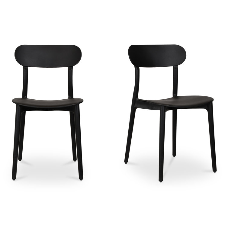 Kent Black Plastic Outdoor Dining Chairs, Set of 2