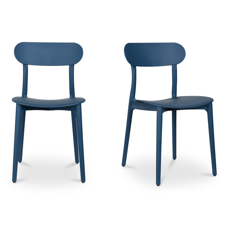 Navy Polypropylene Modern Outdoor Dining Chair Set
