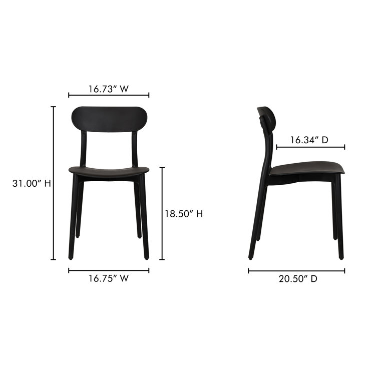 Kent Black Plastic Outdoor Dining Chairs, Set of 2