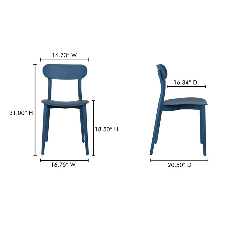 Navy Polypropylene Modern Outdoor Dining Chair Set