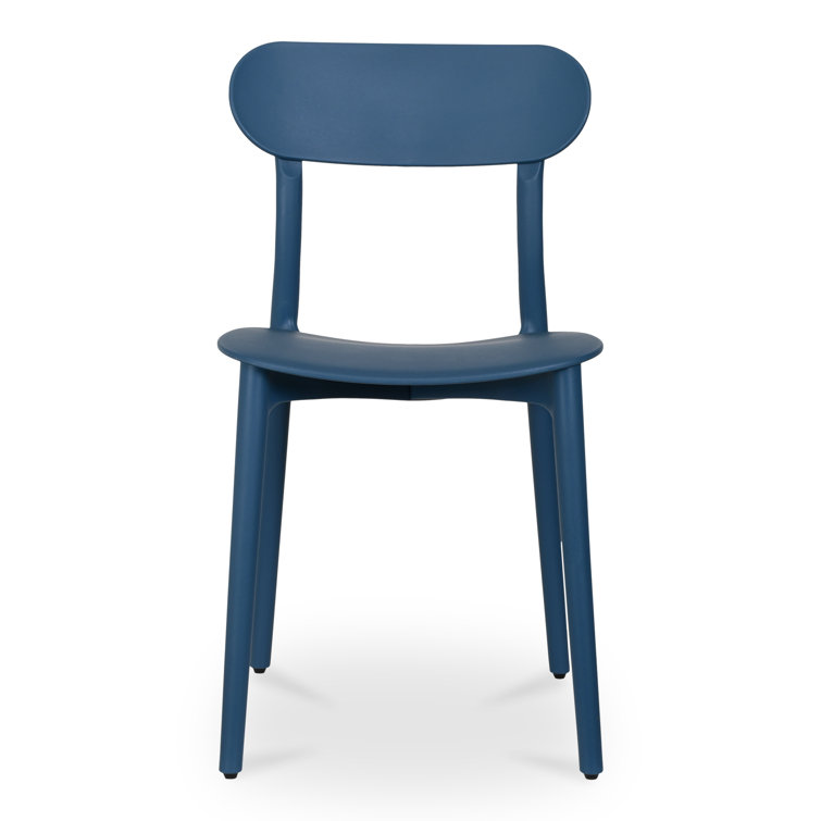 Navy Polypropylene Modern Outdoor Dining Chair Set